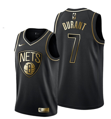 Men's Brooklyn Nets #7 Kevin Durant Black NBA 2019 Golden Edition Stitched Jersey